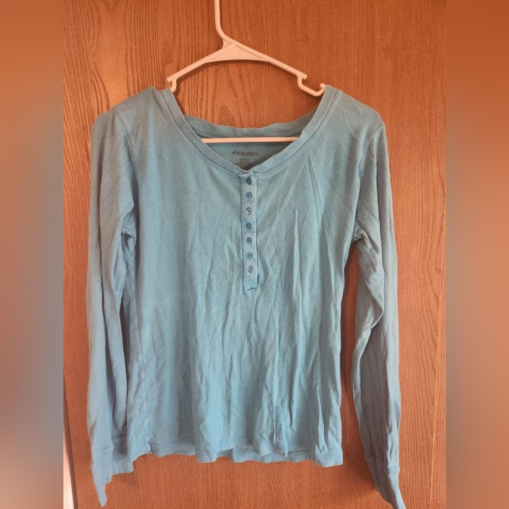 Blue Buttoned Relaxed Blouse